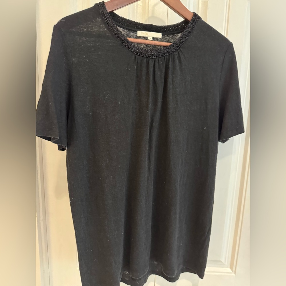 Maje Black Textured Knit Top